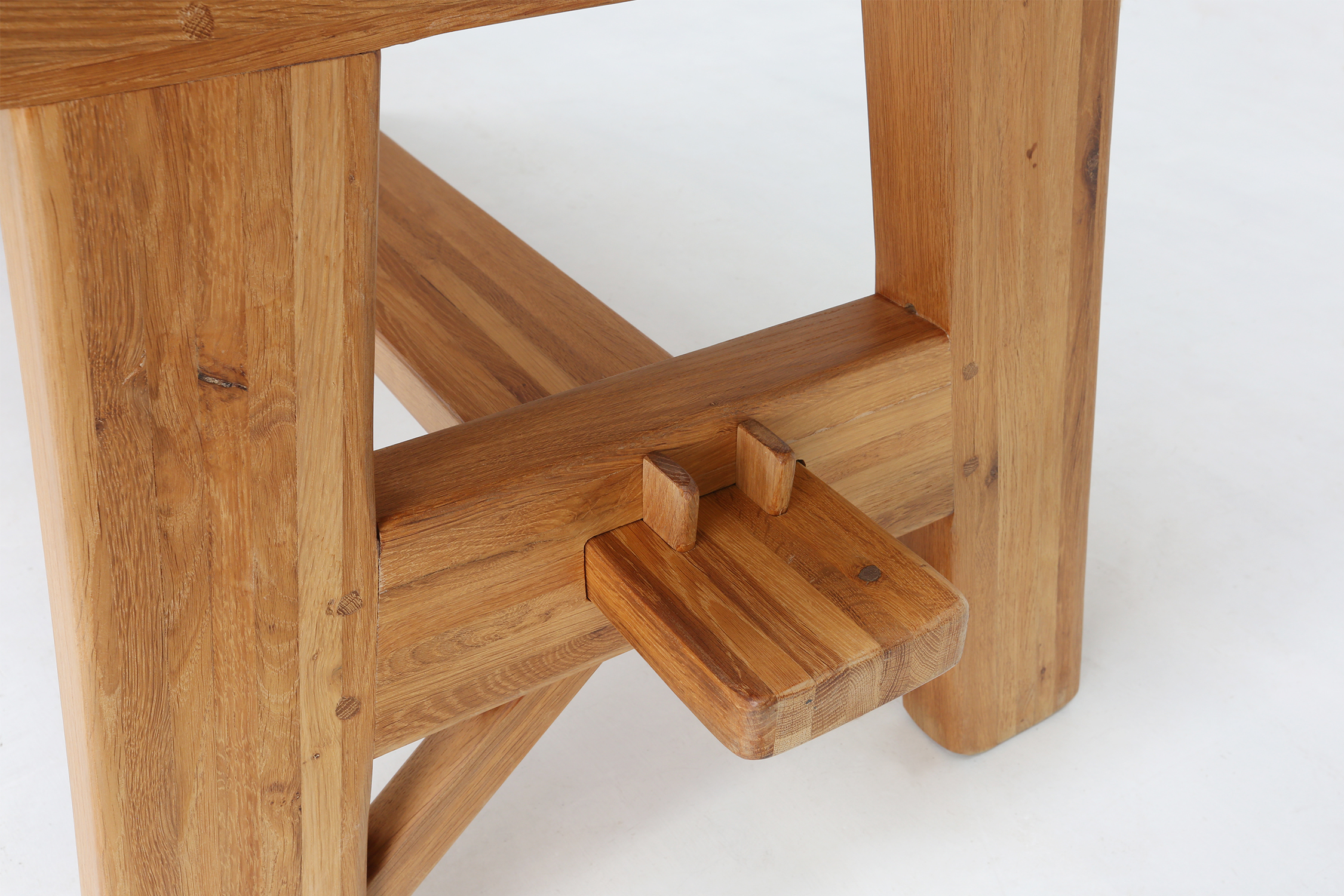 Mid-century brutalist dining table in solid oak, France ca. 1960thumbnail